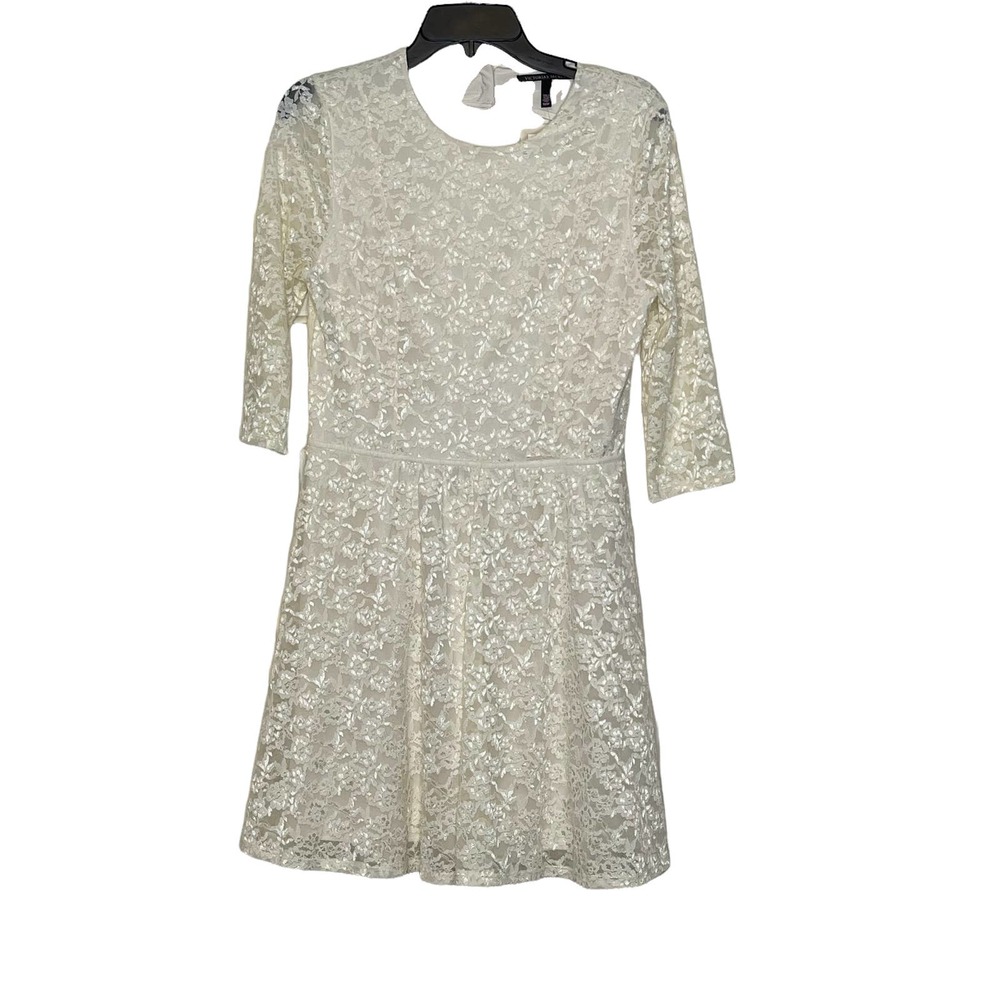 Victoria's Secret Womens Dress Size Medium Cream Lace Lined Open Back Stretch